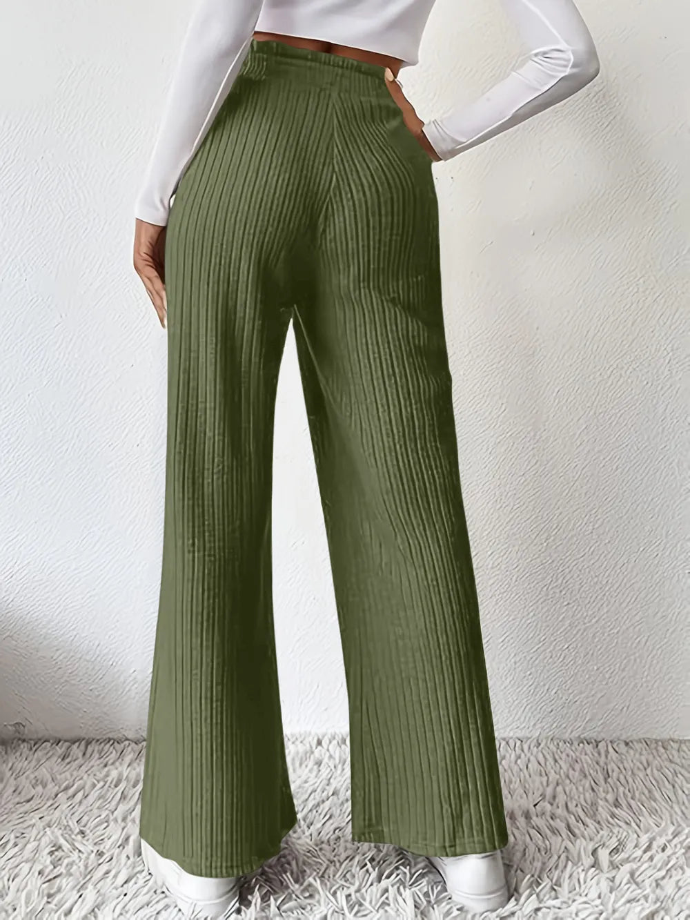 Pantalón de Canelé con Talle Alto – 6 Colores Tendencia, Mujer