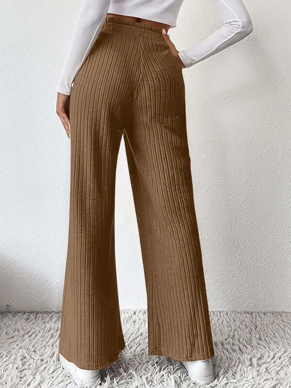 Pantalón de Canelé con Talle Alto – 6 Colores Tendencia, Mujer