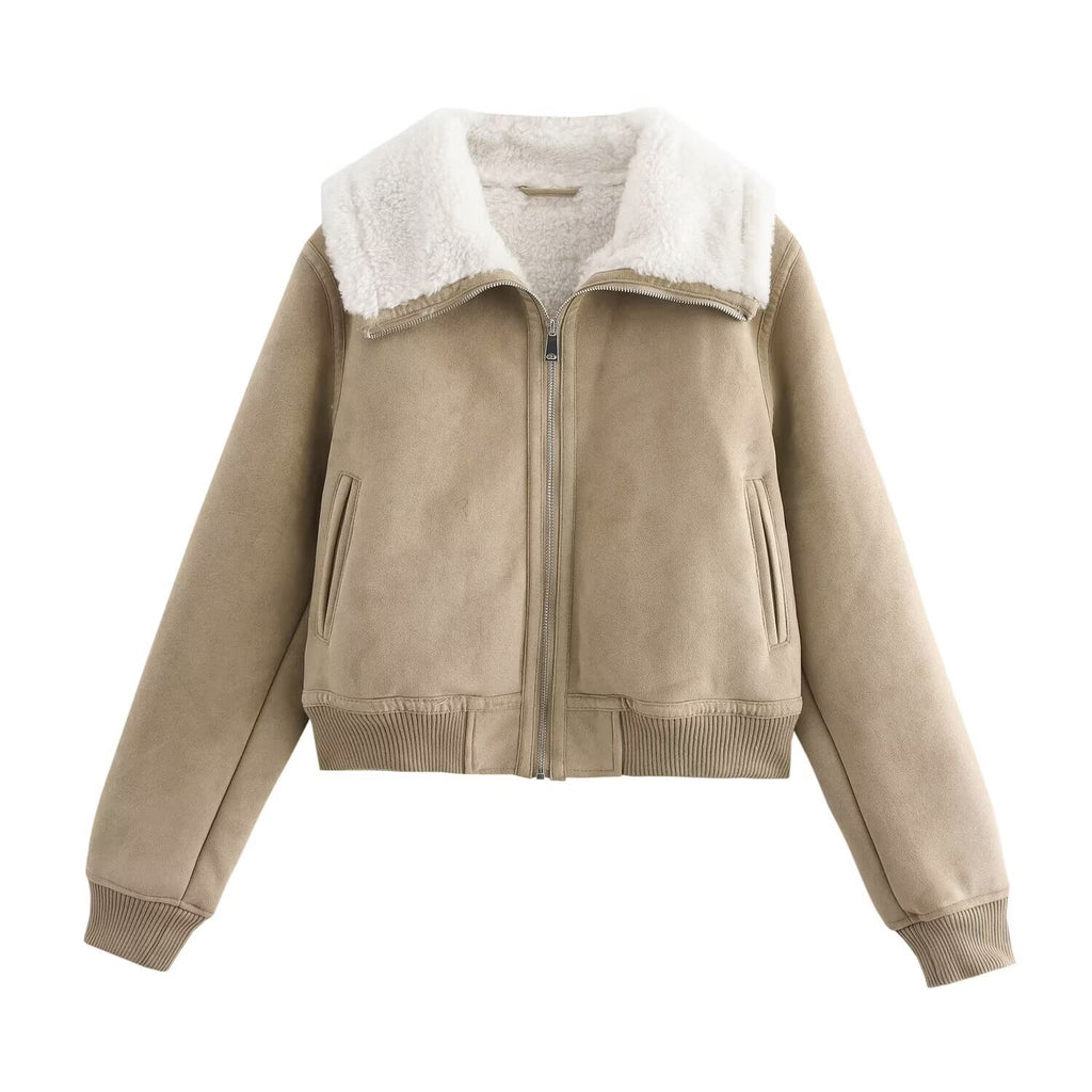 Chaqueta Reversible con Bajo de Canelé y Cremallera – Mujer