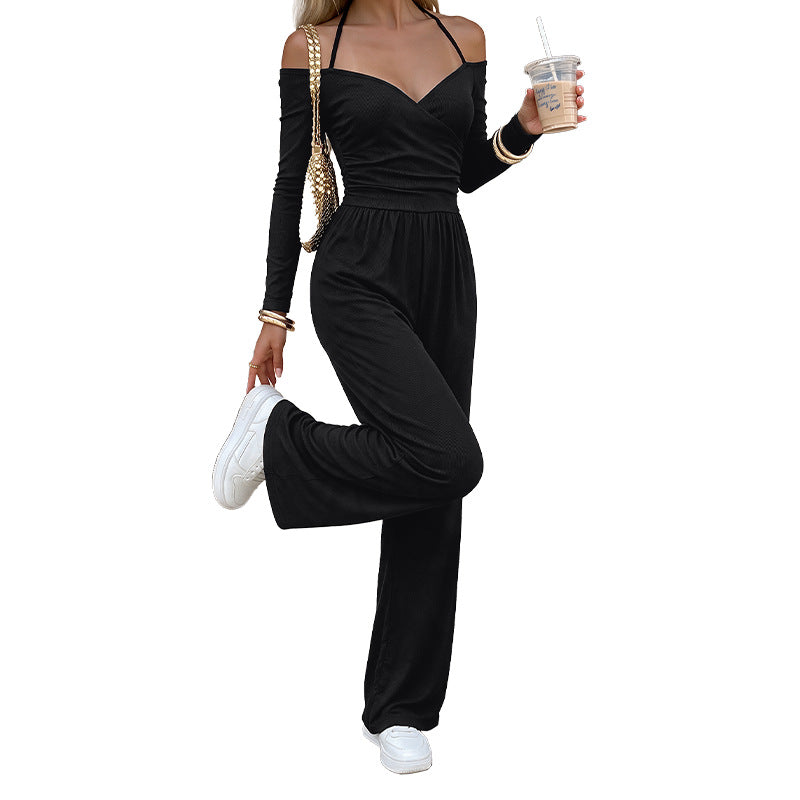 Mono de Manga Larga con Cuello Halter - Mujer