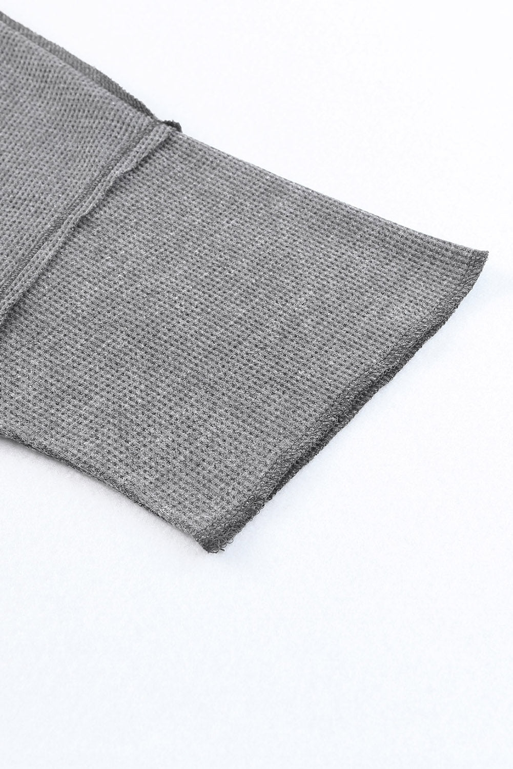 Gray Waffle Knit Seamed Half Sleeve V Neck Top