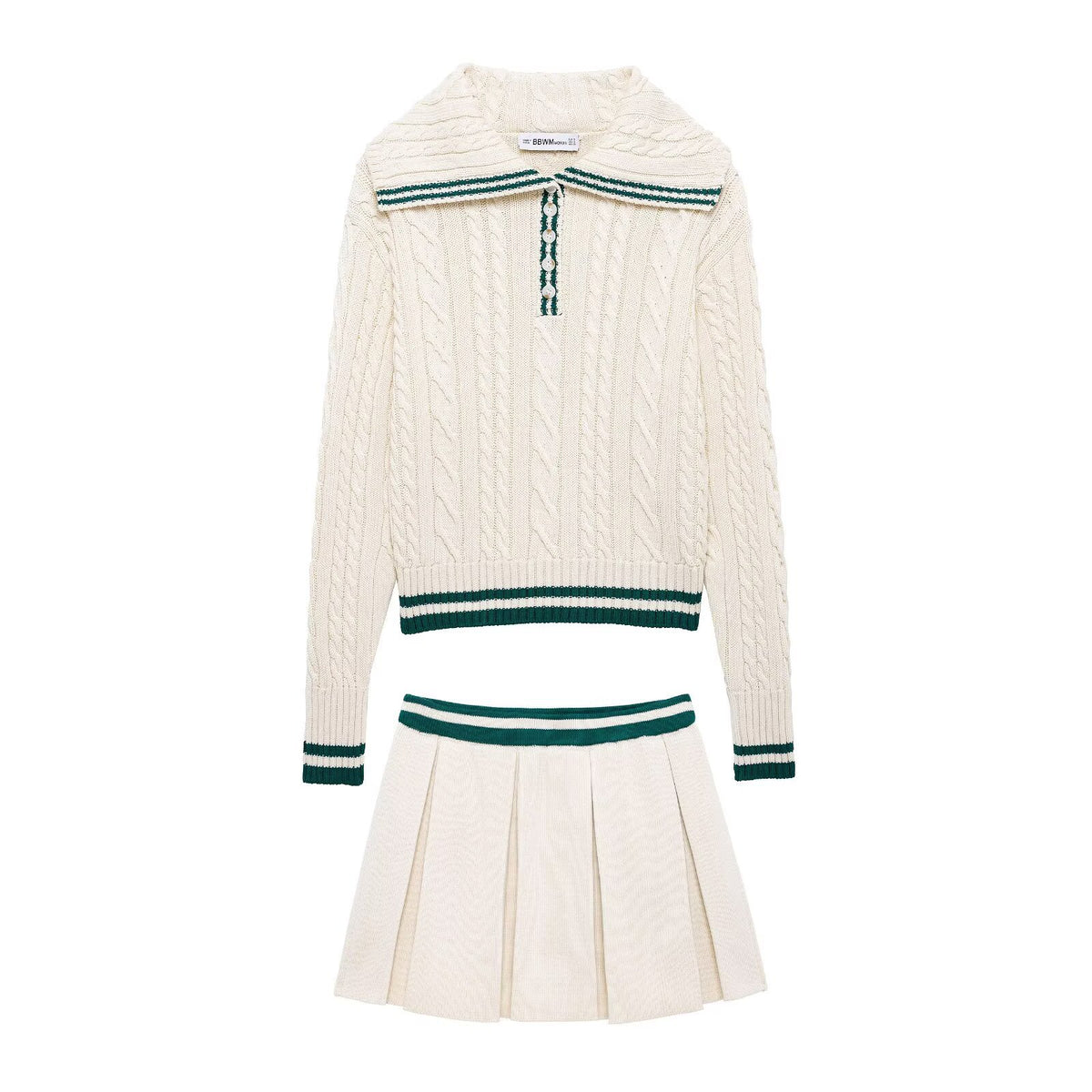 Eight legged knitted sweater+mini skirt set