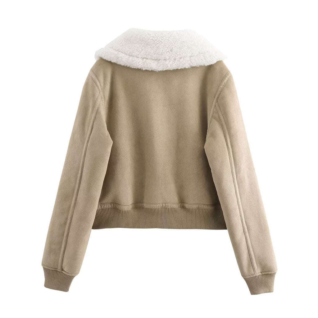 Chaqueta Reversible con Bajo de Canelé y Cremallera – Mujer