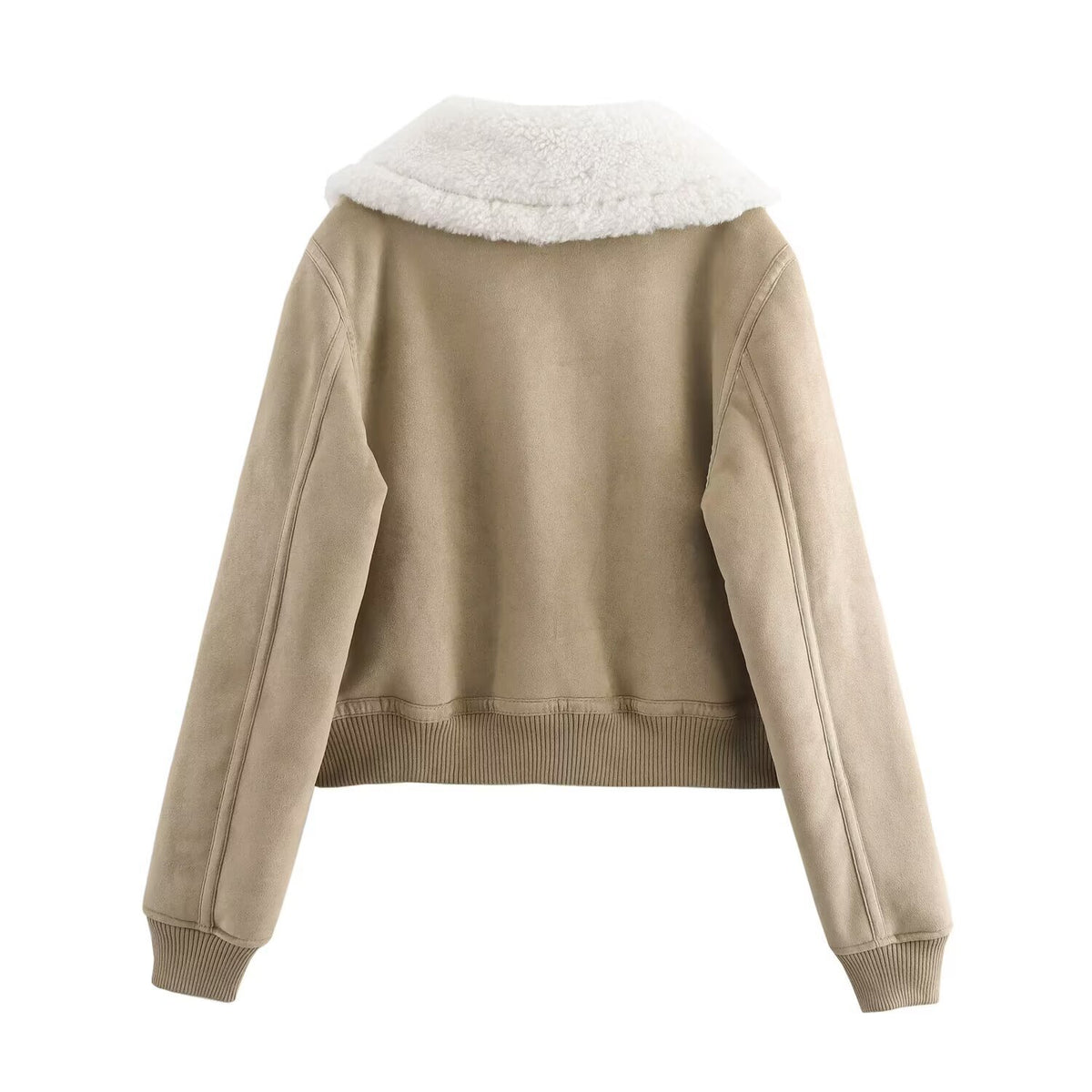 Chaqueta Reversible con Bajo de Canelé y Cremallera – Mujer
