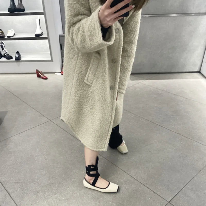 Fashion Classic Ballet Shoes Lace Up Ballet Shoes Women Square Toe Flower Women Flats Elegant Valentine Shoes