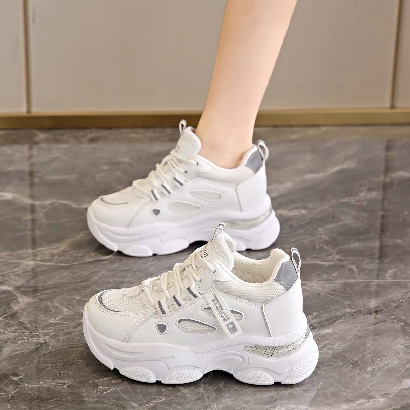 Zapatillas de cuero con suela gruesa y amortiguación - Mujer