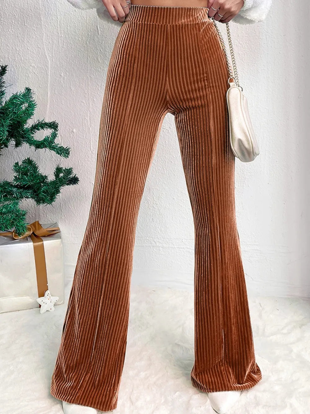 Pantalón Bootcut de Canelé con Talle Alto – Mujer