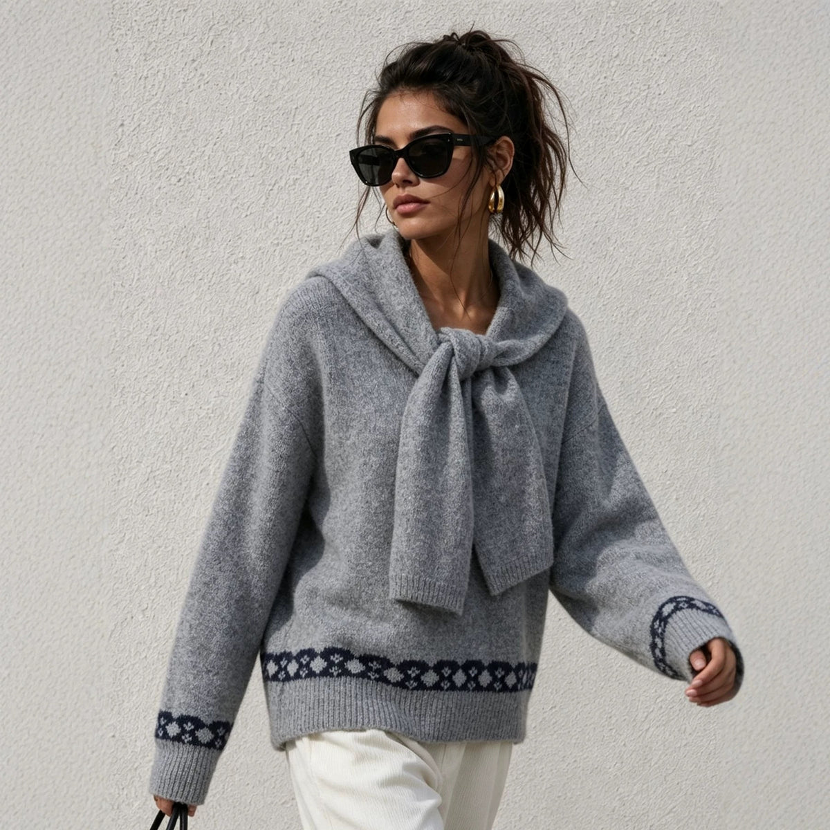 Conjunto de Jersey con Bufanda - Dos Piezas para Mujer