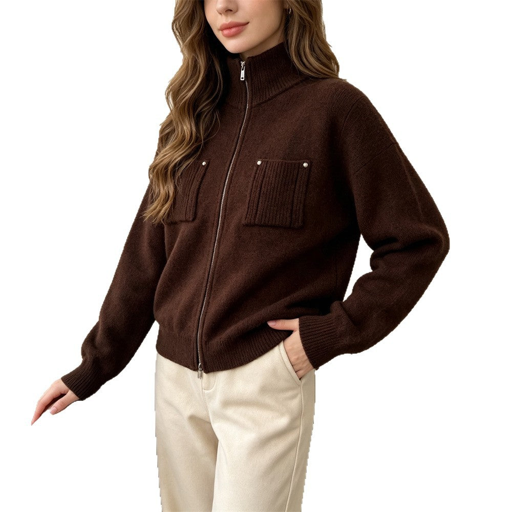Jersey de Cuello Alto con Cremallera y Manga Larga