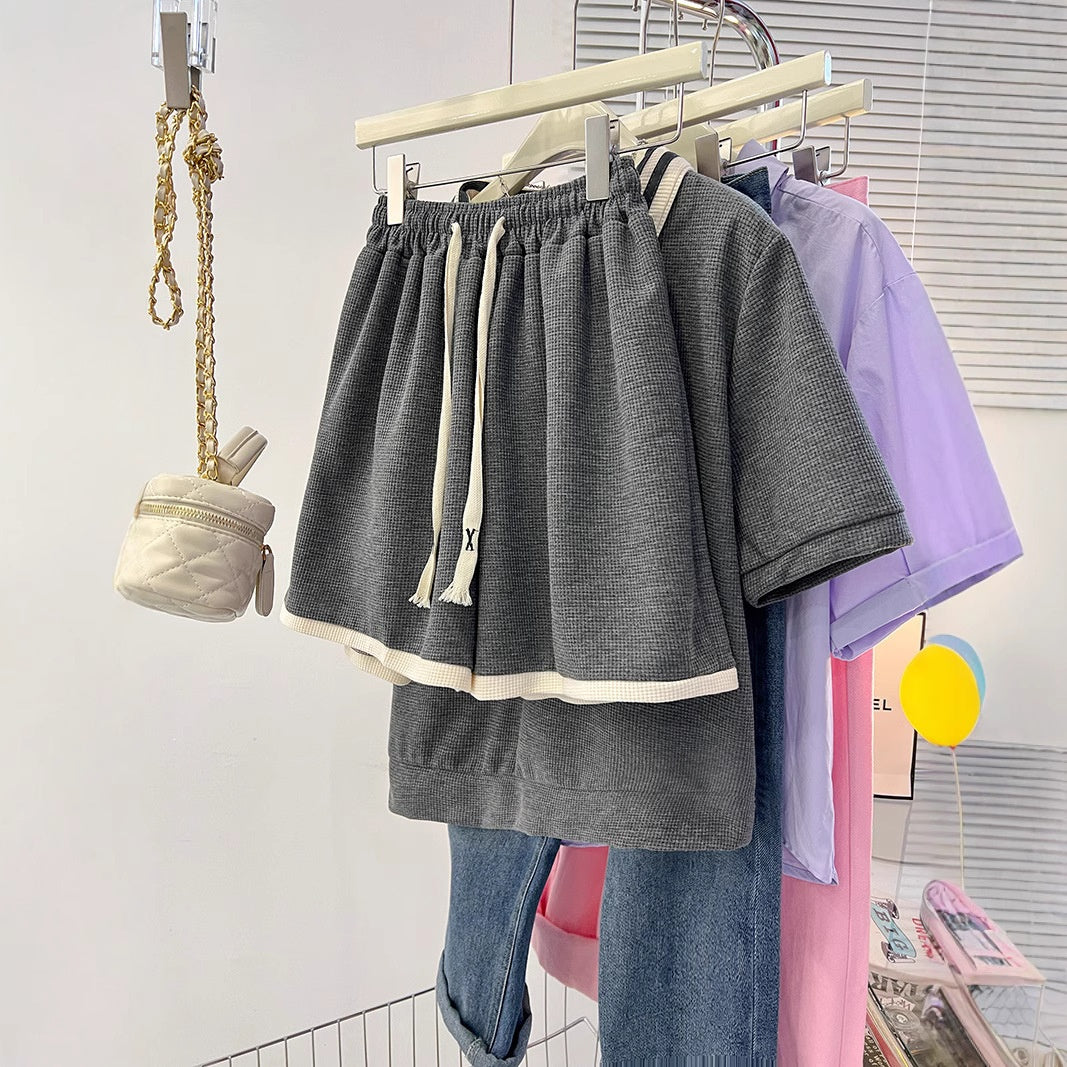 Conjunto Casual de Punto Waffle con Cremallera y Cuello Vuelto – Tallas M a 2XL