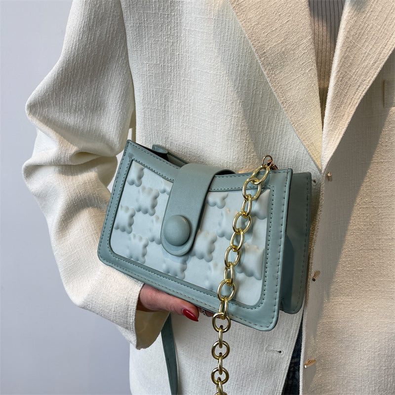 Texture Chain Bag Women's Korean Version Of The New Girl's Shoulder Bag Simple Chain Messenger Small Square Bag