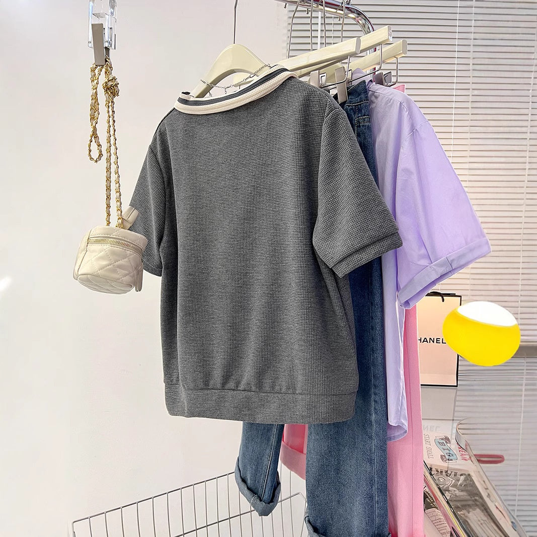 Conjunto Casual de Punto Waffle con Cremallera y Cuello Vuelto – Tallas M a 2XL