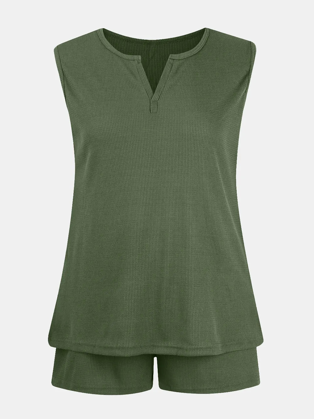 Conjunto de Top Waffle Knit sin Mangas con Shorts – Tallas S a 3XL