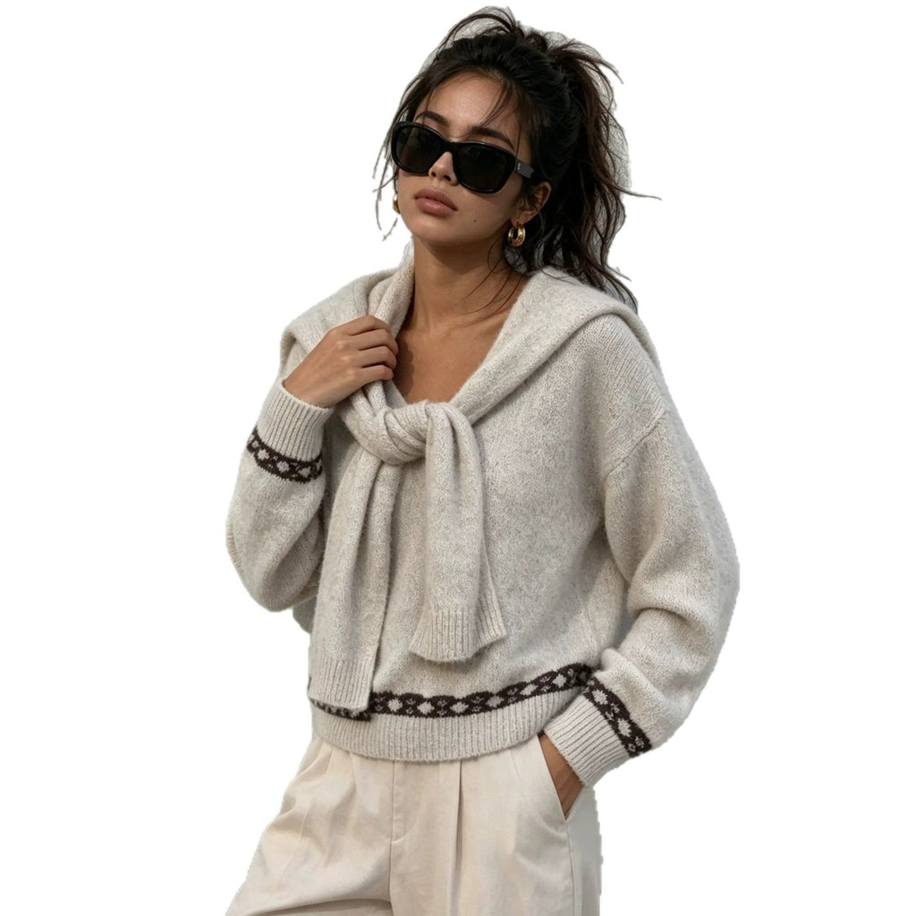 Conjunto de Jersey con Bufanda - Dos Piezas para Mujer
