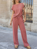 Conjunto de Punto Canelé con Costuras Vistas – Top y Pantalón Mujer