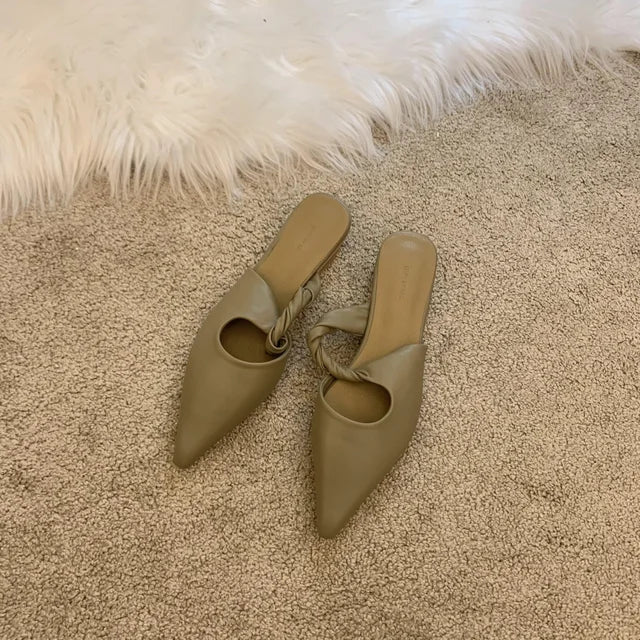 New Spring Women's Slippers Pointed Toe Toe Sandals Slippers Flat Casual  All-match Sexy Solid Color Women's Mules Slides