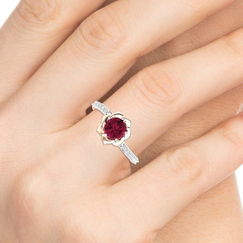 Set de 3 Anillos de Flor Bañados en Oro Rosa – Boda, Compromiso y Aniversario