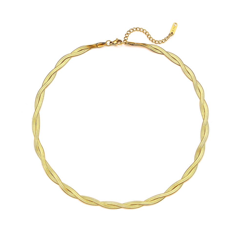 Collar y Pulsera de Cadena Espiga Chapados en Oro 18k – Acero Inoxidable Resistente al Agua