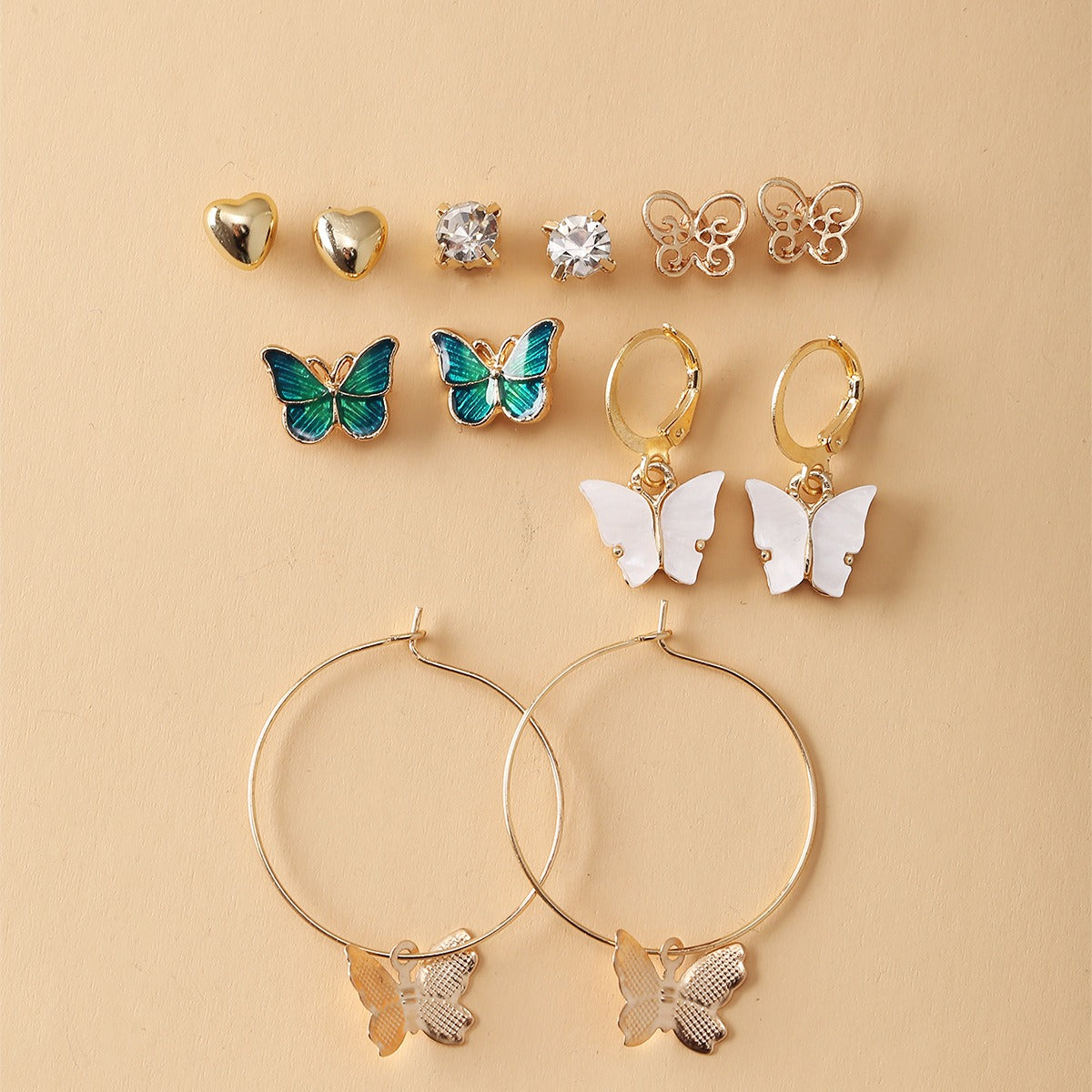 Set de 6 Pendientes Vintage con Perla Incrustada – Estilo Francés Dorado