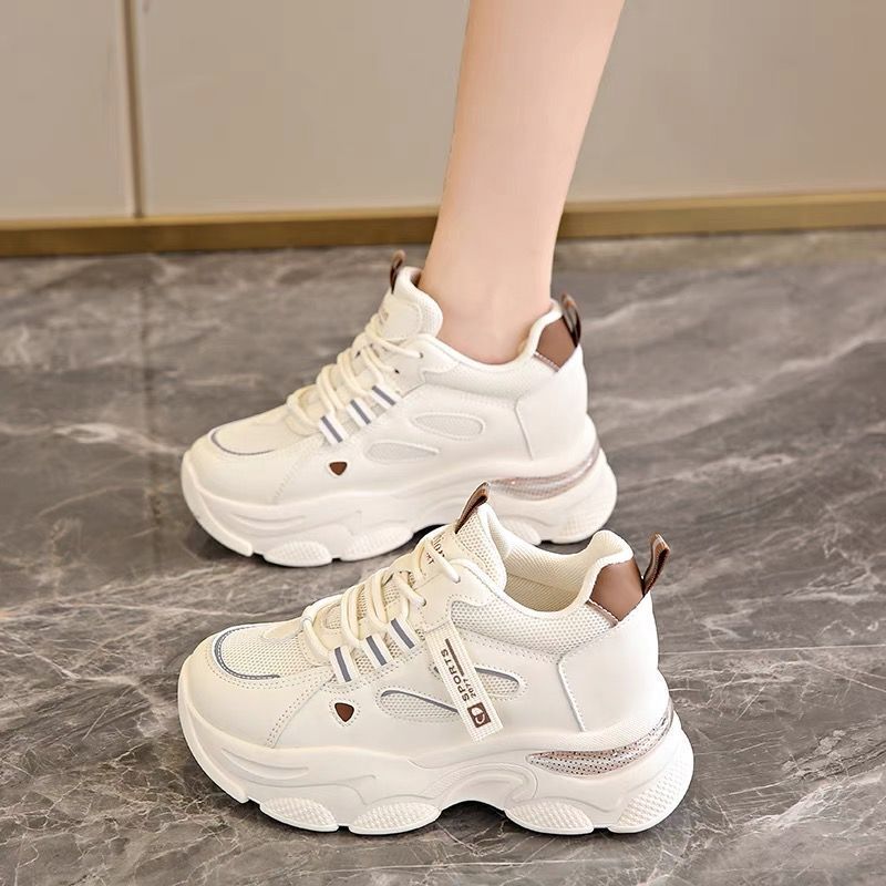 Zapatillas de cuero con suela gruesa y amortiguación - Mujer