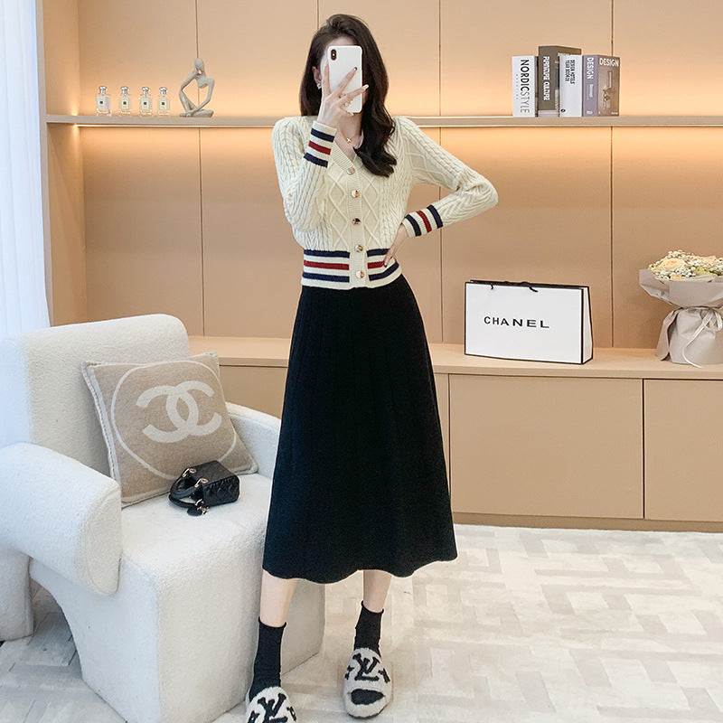 Conjunto Cárdigan de Punto con Falda – Elegancia Effortless