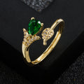 Trend Copper Gold-Plated Micro-Set Zircon Geometric Ring Small Fresh Personality Tail Ring Open Ring Accessories For Women