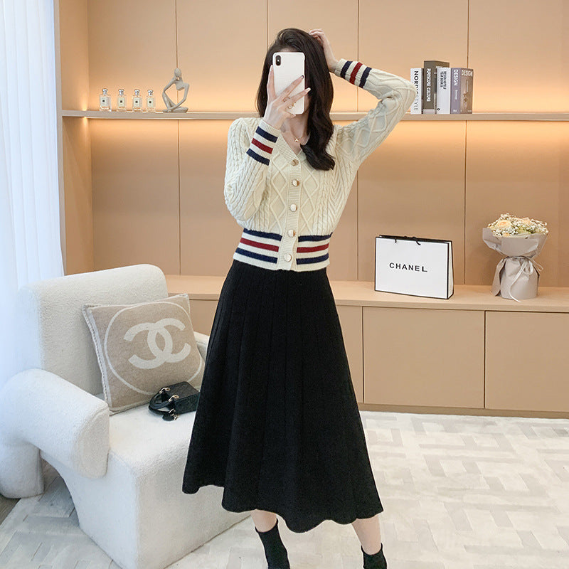 Conjunto Cárdigan de Punto con Falda – Elegancia Effortless