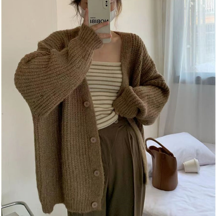 Oversized Chunky Knit Batwing Sleeve Cardigan