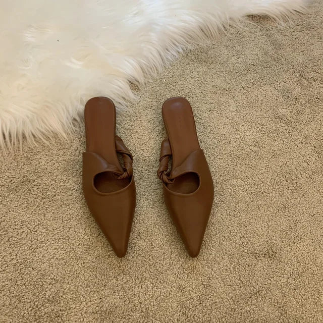 New Spring Women's Slippers Pointed Toe Toe Sandals Slippers Flat Casual  All-match Sexy Solid Color Women's Mules Slides