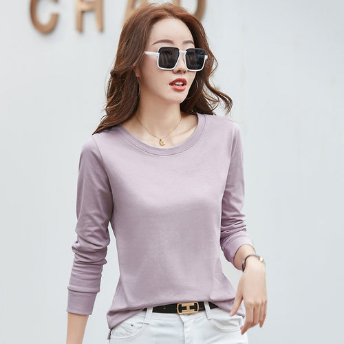 Camiseta de manga larga cuello redondo - Mujer
