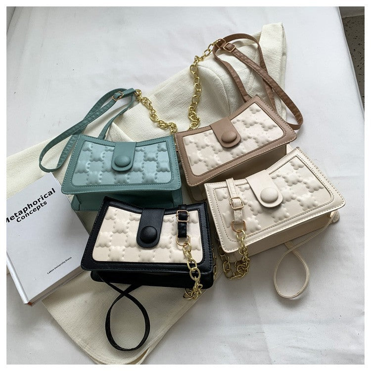 Texture Chain Bag Women's Korean Version Of The New Girl's Shoulder Bag Simple Chain Messenger Small Square Bag