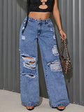 Distressed Wide Leg Jeans