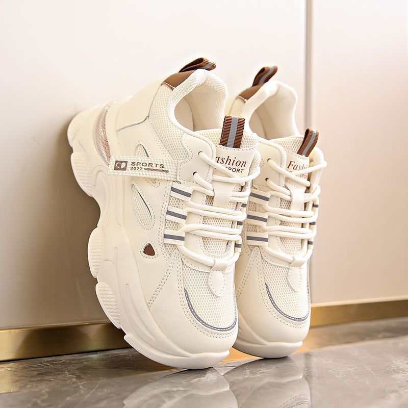 Zapatillas de cuero con suela gruesa y amortiguación - Mujer