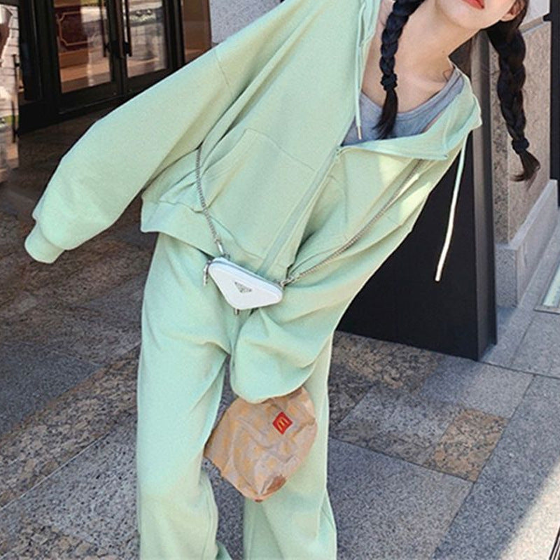 Conjunto Deportivo de Punto Waffle con Capucha – Dos Piezas Mujer