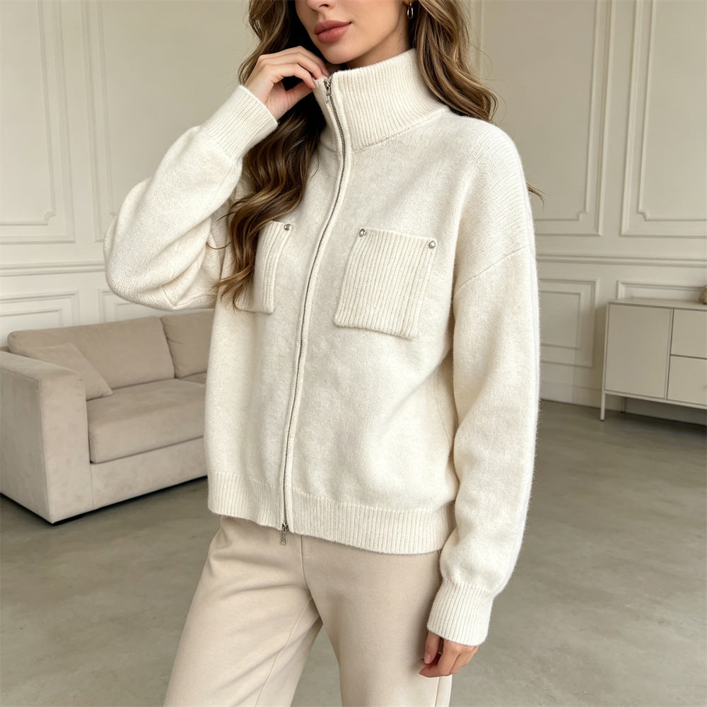 Jersey de Cuello Alto con Cremallera y Manga Larga