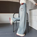 Stylish Light Wash Denim Wide Leg Straight Leg Girls' Jeans