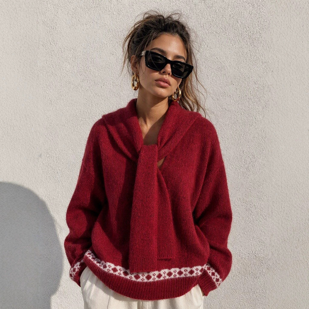 Conjunto de Jersey con Bufanda - Dos Piezas para Mujer