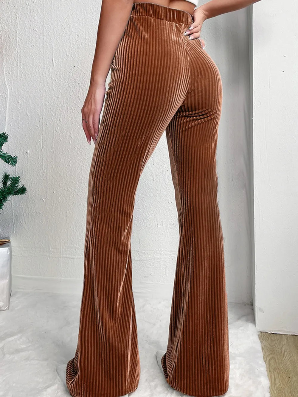 Pantalón Bootcut de Canelé con Talle Alto – Mujer