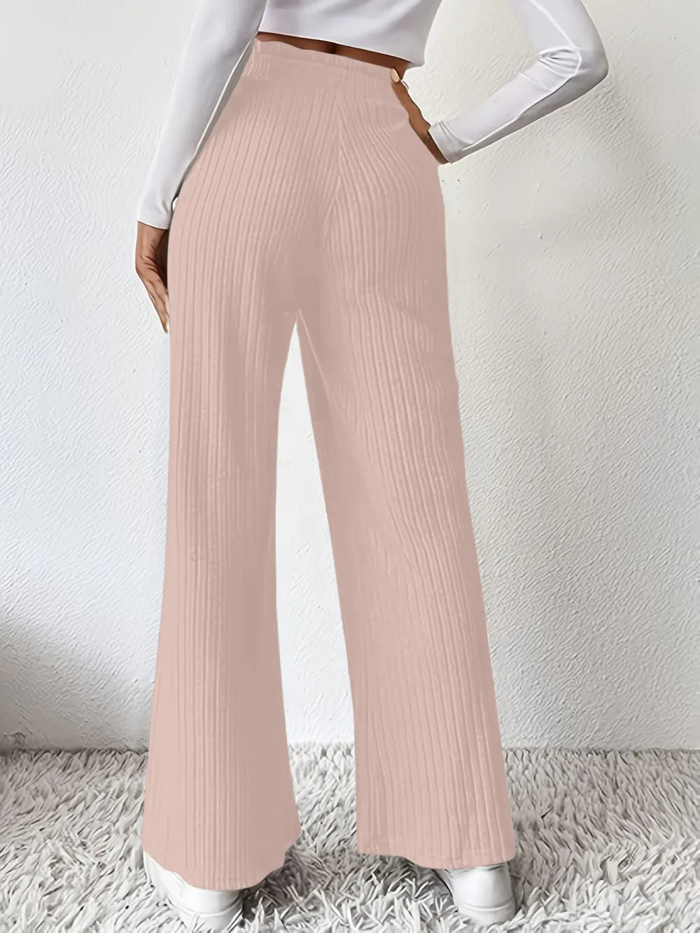 Pantalón de Canelé con Talle Alto – 6 Colores Tendencia, Mujer