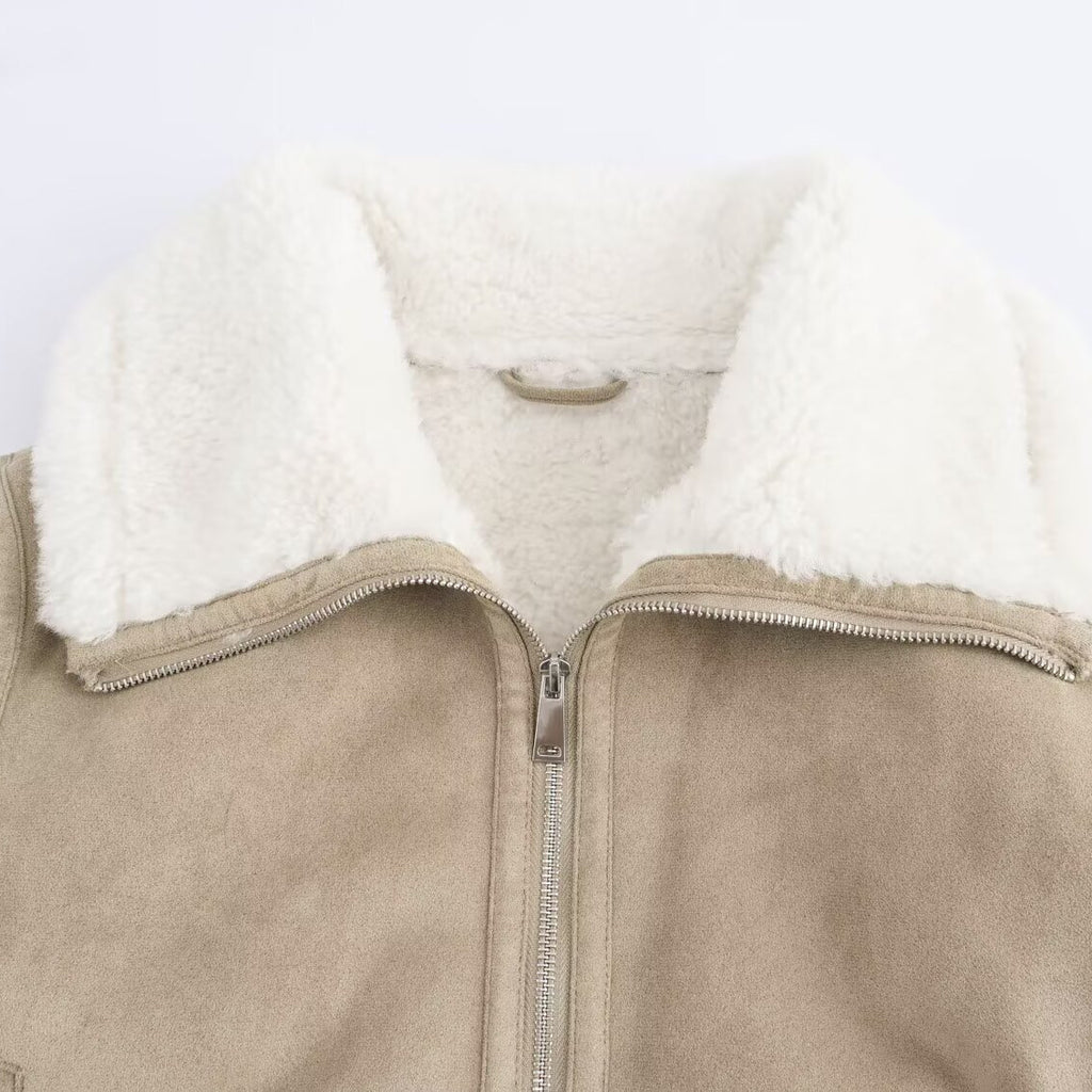 Chaqueta Reversible con Bajo de Canelé y Cremallera – Mujer