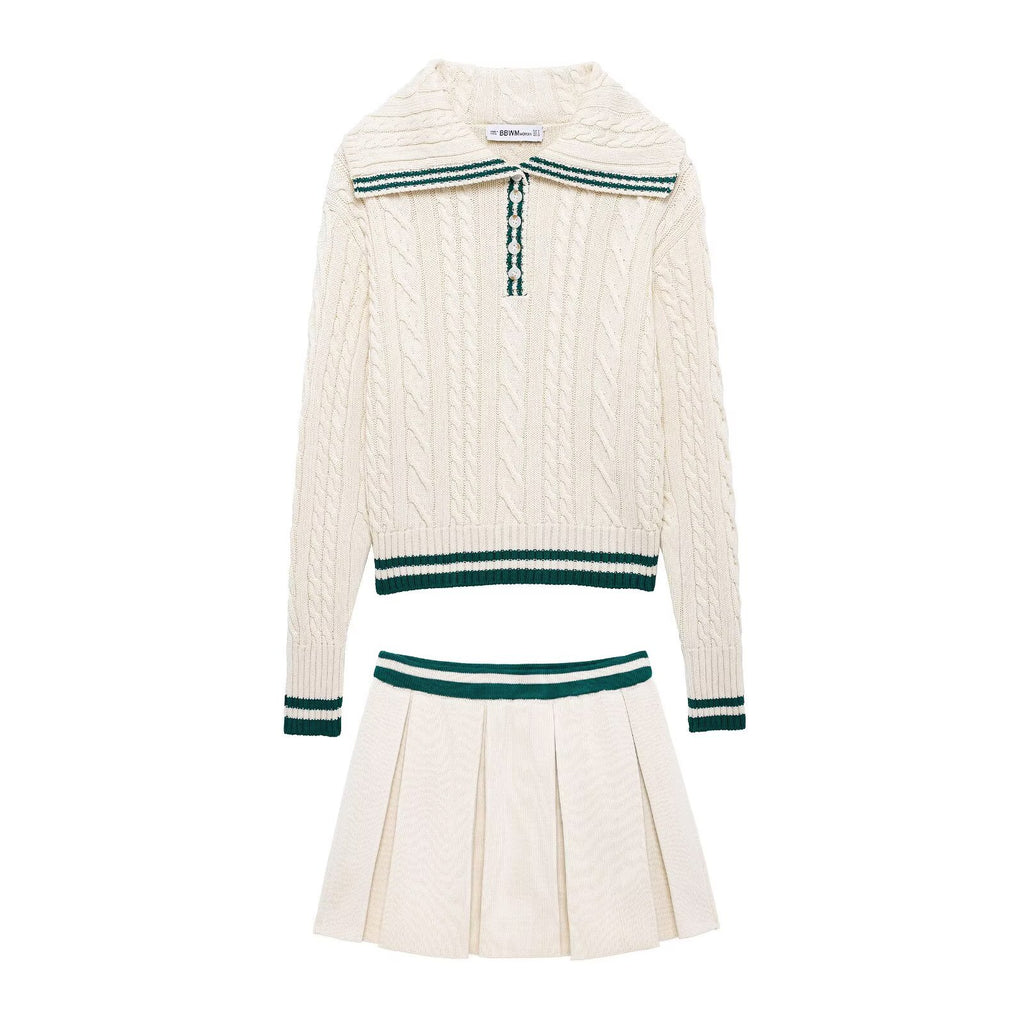 Eight legged knitted sweater+mini skirt set