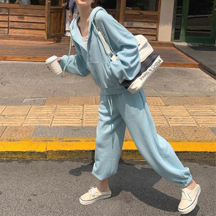 Conjunto Deportivo de Punto Waffle con Capucha – Dos Piezas Mujer
