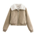 Chaqueta Reversible con Bajo de Canelé y Cremallera – Mujer