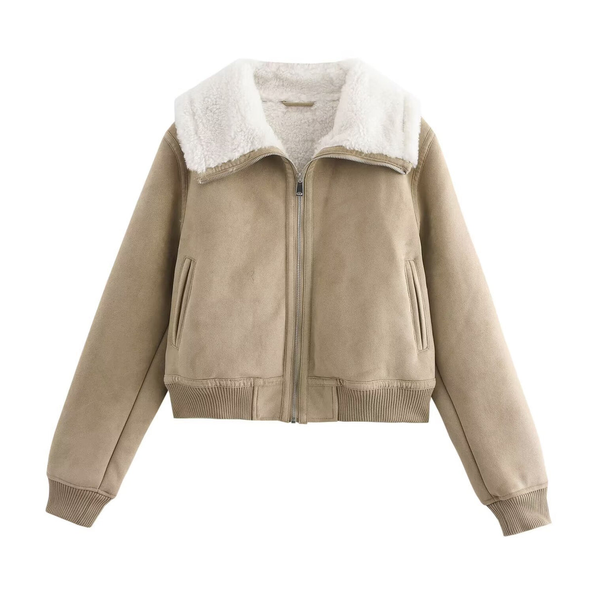 Chaqueta Reversible con Bajo de Canelé y Cremallera – Mujer