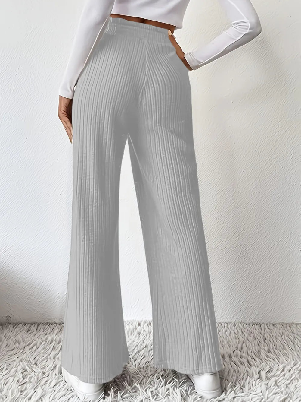 Pantalón de Canelé con Talle Alto – 6 Colores Tendencia, Mujer