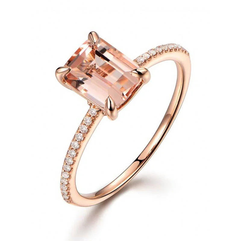Set de 2 Anillos Bañados en Oro Rosa con Circonita Blanca – Boda y Compromiso