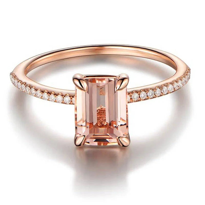 Set de 2 Anillos Bañados en Oro Rosa con Circonita Blanca – Boda y Compromiso